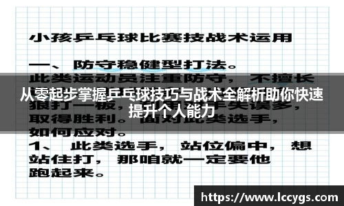 从零起步掌握乒乓球技巧与战术全解析助你快速提升个人能力